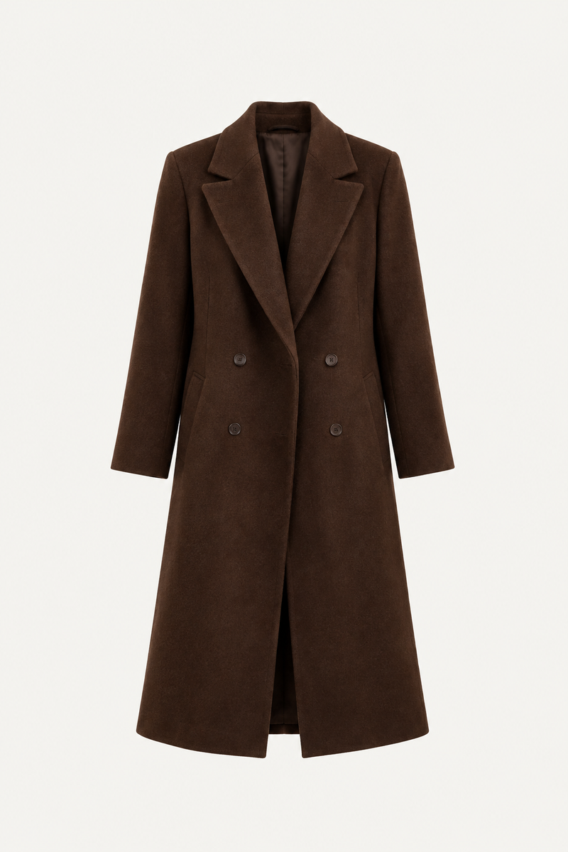 Dark Chocolate Long-Line Wool Coat