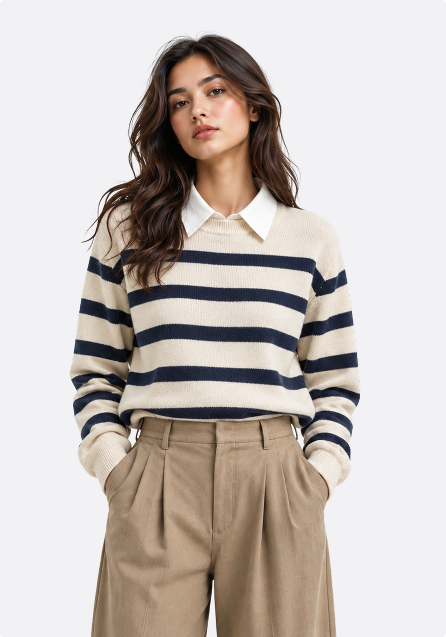 Breton Stripe Knit Sweater - back view