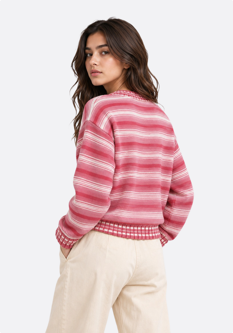 Rose Stripe Knit Sweater - back view