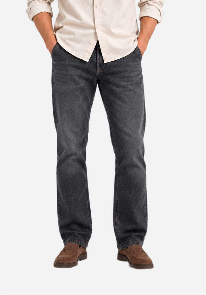 Men's charcoal grey straight-leg jeans – front view