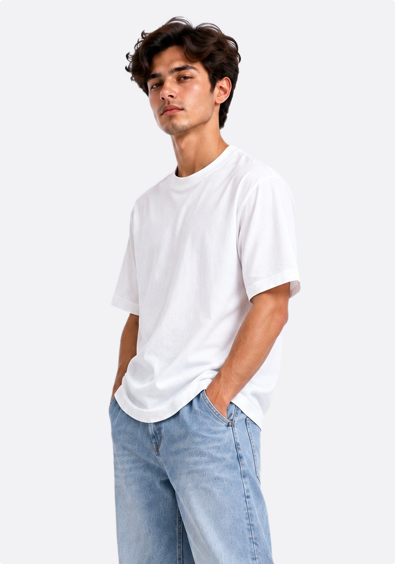Men's white oversized cotton T-shirt – front view